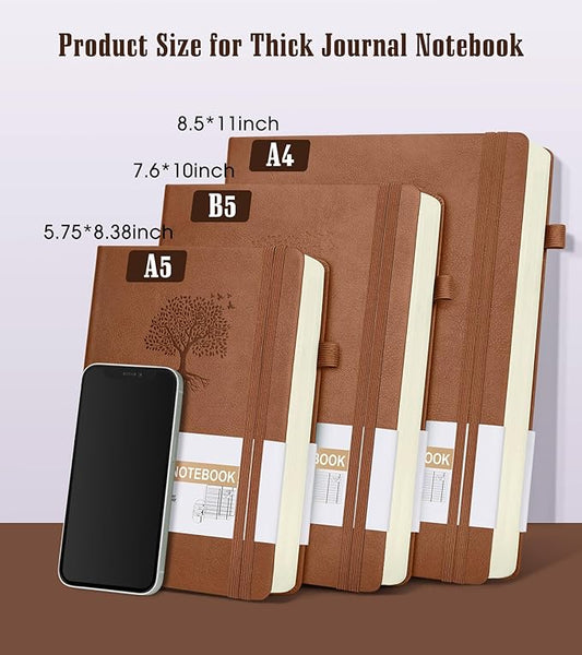 Lined Journal Notebook -365 Pages A4 Big Journal for Writing Men Women, College Ruled Notebook, Hardcover Leather Journal, Daily Journal Notebook for Work, Note Taking, 100Gsm Paper(8.5" x 11" Brown)