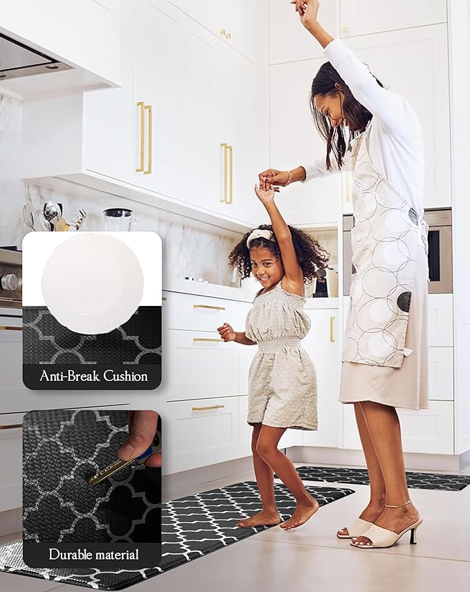 Anti-Fatigue Kitchen Mat Set – 2-Piece Memory Foam Cushioned Mats for Standing – Black Lantern, 18×30 & 18×60, 0.4 in Thick, Waterproof, Non-Slip – Homergy