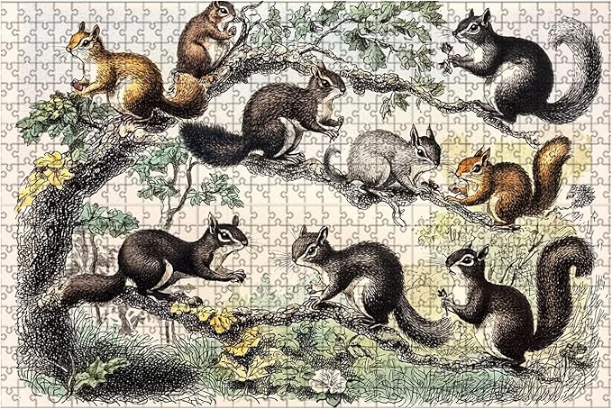 500 Piece Squirrel Wooden Puzzle Adult Jigsaw for Bar & Pub, Challenging Stress Relief Game 20.4x15 Inch
