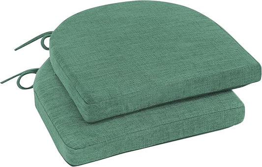 Chair Cushions for Dining Chairs with Ties and Removable Cover, Dining Kitchen Chair Pads with Non-Slip Bottom, High-Resilience Indoor Seat Cushions, 16'' x 16'' x 2'', Set of 2, Dark Green