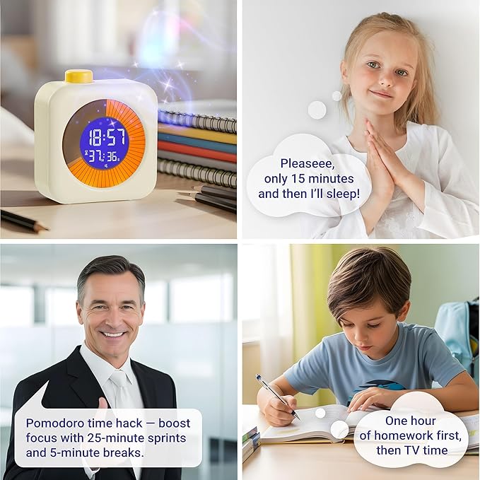 Digital Visual Backlit Timer (3-in-1) Touch Button with Stickers for Kids, Countdown, Homeschool, Classroom Essential, Pomodoro & 60 Minute Session, Teacher Gift, fits Kitchen and ADHD Users