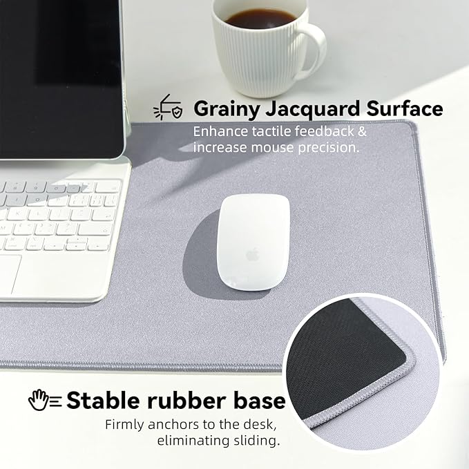 Waterproof Large Gaming Mouse Pad with Durable Stitched Edges, Non-Slip Rubber Base, Grainy Jacquard Mouse Mat Desk Pad for Home Office Gaming, 15.74"x35.43"x0.12", Light Gray