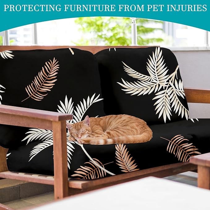 12Pcs Stretch Patio Cushion Covers,Outdoor Couch Covers Replacement,Outdoor Couch & Sofa Slipcovers,for Patio Furniture Cushion Covers,Washable Reusable Furniture Protector (Coconut Ttrees,Cover Only)