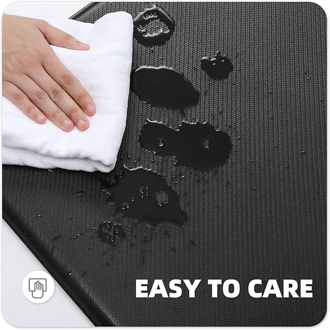 Color&Geometry 0.71" Extra Thick Anti Fatigue Cushion Kitchen Floor Mat,Easy Clean, Water & Oil Proof, Non Slip, Foam Padded Runner Rug for Front Sink,20"x39" Black (2.0Version)