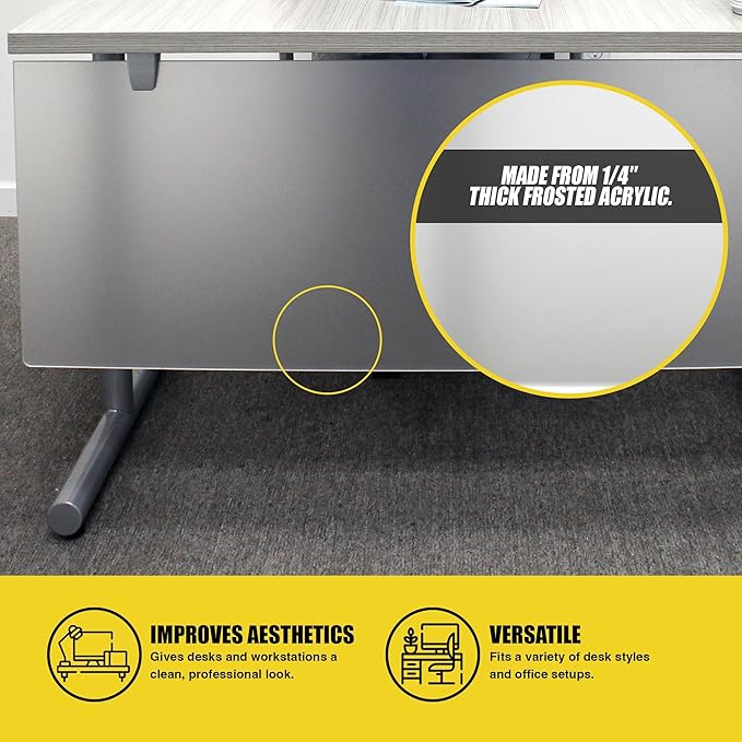 OBEX Table Mounted Modesty Panel Acrylic Desk Privacy Panel & Barrier for Office Cubicle, 12" x 60", Frosted