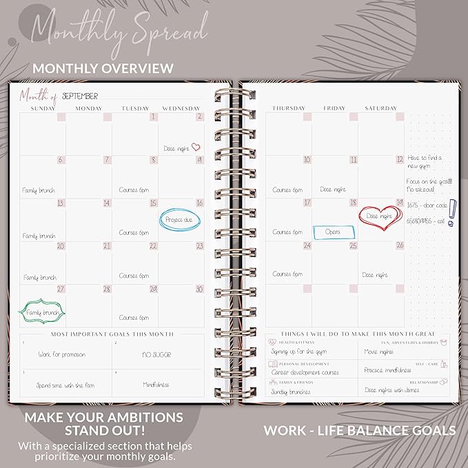PLANBERRY Weekly Planner Premium – Undated Life Organizer & Budget Planner – Time Management, Goal Setting, to-Do List, Work-Life Balance & Habit Tracker – 6.9″ x 8.5″ (Onyx Black)