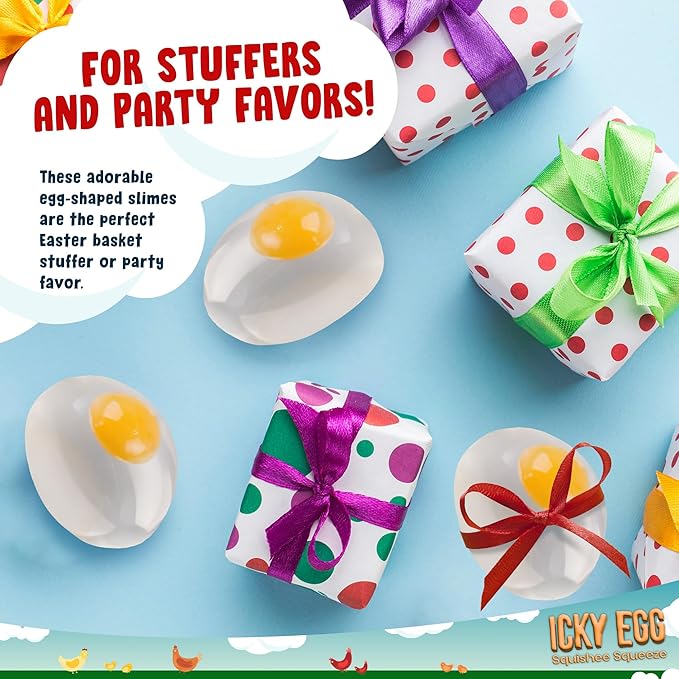 Funky Egg Splat Ball Squishy Toys | 4 Pack | Stress Relief Eggs Yolk Balls Squishies Fun Toy for Children | Anxiety Reducer Sensory Play | Tension Relief for Adults Autism & ADHD by Namre