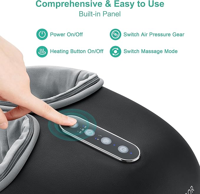 Medcursor Foot Massager Machine with Heat, Feet Massage Delivers Relief for Tired Muscles & Plantar, Deep Kneading Therapy, Multi-Level Settings for Home, Office Use, Size up to 13"