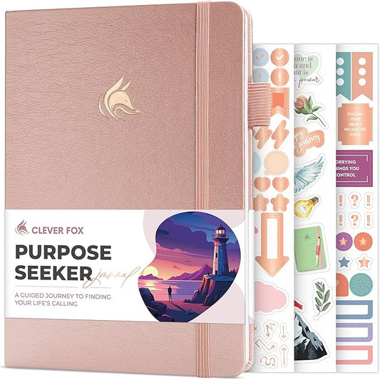 Clever Fox Purpose Seeker Journal – Guided Manifestation & Life Reflection Planner for Daily Self-Exploration, Goal-Setting & Gratitude (Rose Gold)