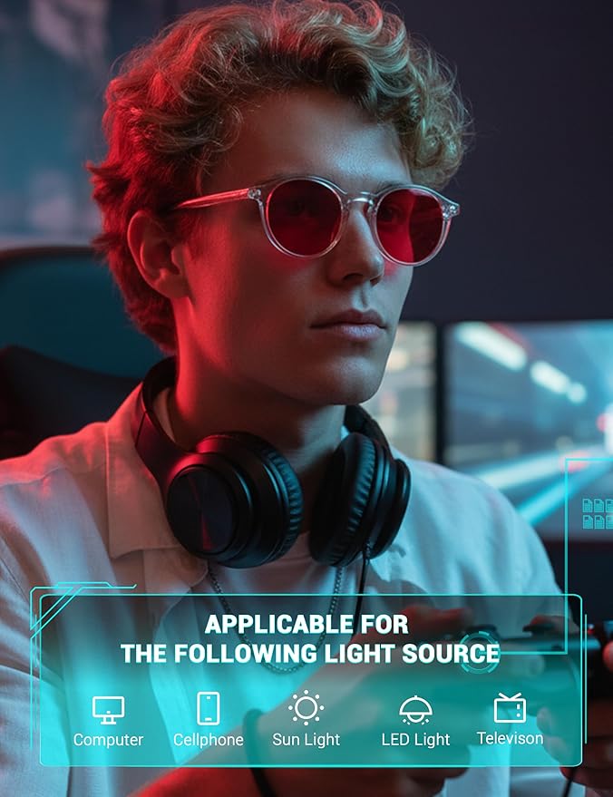 TIJN Blue Light Blocking Glasses Men Women Vintage Thick Round Rim Frame Eyeglasses