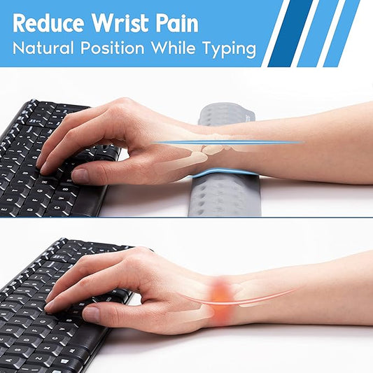 i-Rocks Memory Foam Keyboard Wrist Rest - Pain-Reducing Wrist Rest for Computer Keyboard - Non-Slip Rubber Base Wrist Rest - Cooling Keyboard Pad for Long Hours of Work, Studying, Gaming
