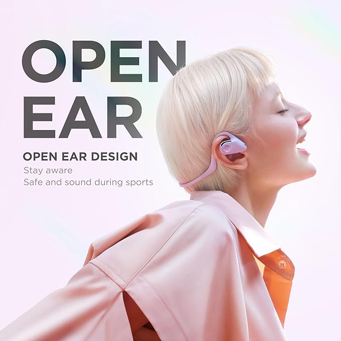 Libratone UP Open Ear Bluetooth Headphones, Weight only 23.5g, dust and Water Resistant, up to 8 Hours of Battery Life, Premium Sound for Workouts and Sports, Dual-mic AI Clear Calls (Purple)