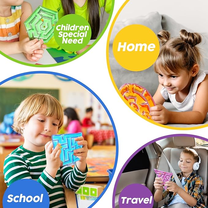 Squishy Toys Sensory Fidget Toys for Kids: 4 Pack Maze Sensory Toys for Autism - Fidget Toys with Filled Goo for Calming Down Classroom Travel