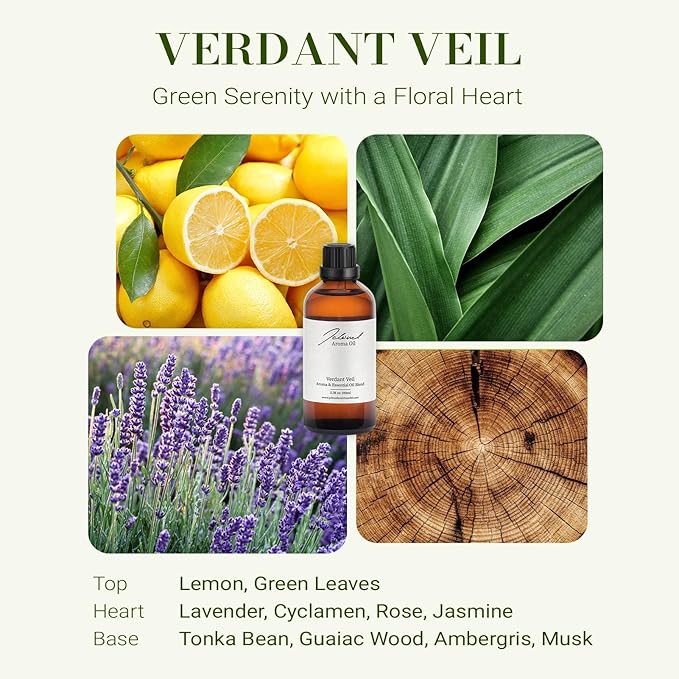 JCLOUD Verdant Veil Hotel Diffuser Oil, Luxury Diffuser Oils Scents for Home, Natural Essential Oils for Cold-Air & Ultrasonic Diffuser Aromatherapy, Long Lasting Home Fragrance – 3.38 Fl Oz, 100mL