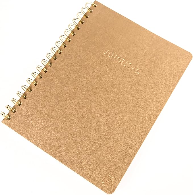 Graphique Apollo Vegan Leather Journal, Spiral Notebook for Writing, Hardcover Diary Notebook, 192 Lined Pages, 8” x 10”