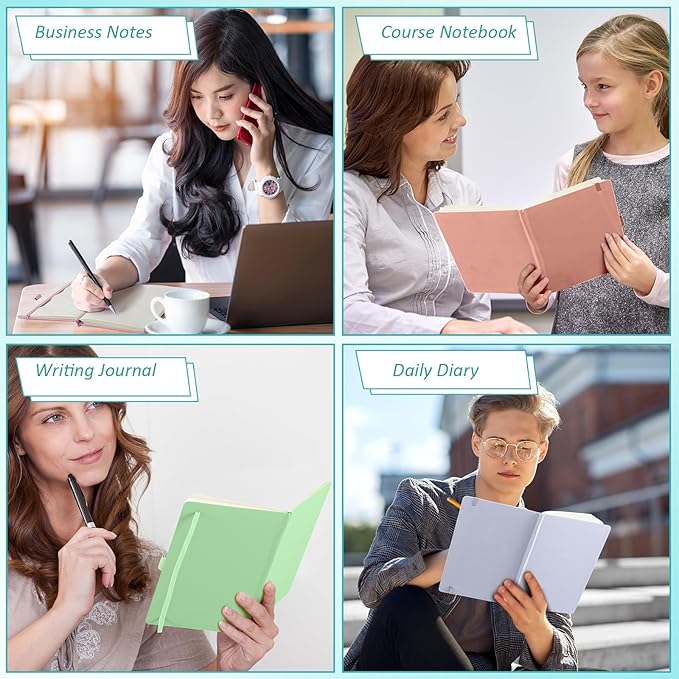 Laumoi 14 Pack Lined Journal Notebooks 5.5 x 8.2 Inch A5 Hardcover Notebook College Ruled Notepad with Pen Holder PU Leather Ruled Lined Journals for School Business Work Writing (Candy Color)