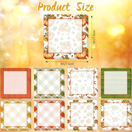 9 Pieces Fall Sticky Notes Fall Pumpkin Style Design Self-Adhesive Note Pads Sticky Memo Notes for School Office Home Supplies Students Teachers Presents