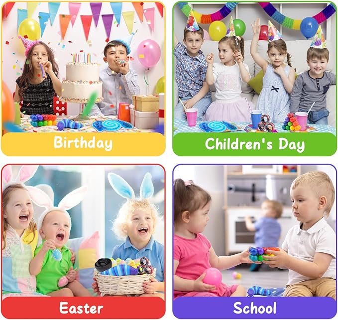 Cevioce 5Pcs Fidget Toys Adults Pack,Stocking Stuffers for Teens Boys Girls,Autism Sensory Toys with Fidget Spinner Slug Magnetic Rings,Squishy Fidget Toys ADHD Stress Relief, for Kid-B