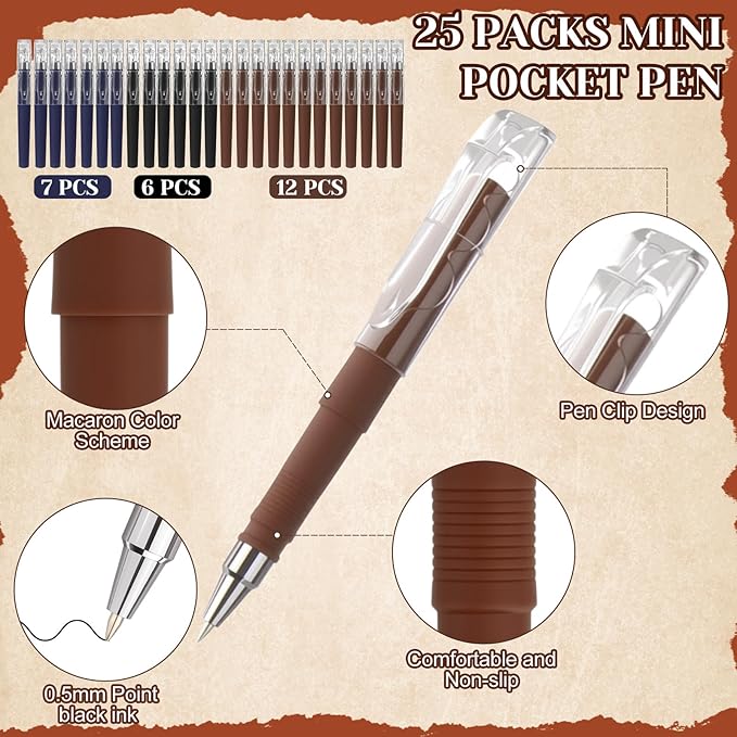 25 Pack Pocket Small Notebook Journals with Pen 5.6'' x 3.7'' Mini Journaling Notepads A6 Ruled Journals Hardcover Lined Notebook Bulk with Pen Holder for Office School Memo(Vintage Colors)