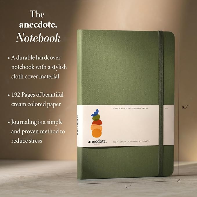 Hardcover Ruled Journal with Thick 100 gsm College Ruled Paper A5 size (8.3 inches x 5.4 inches) - Daily Writing Notebook Journal for Travel, School and Office Use - Diary Journal for Women and Men - Olive Green