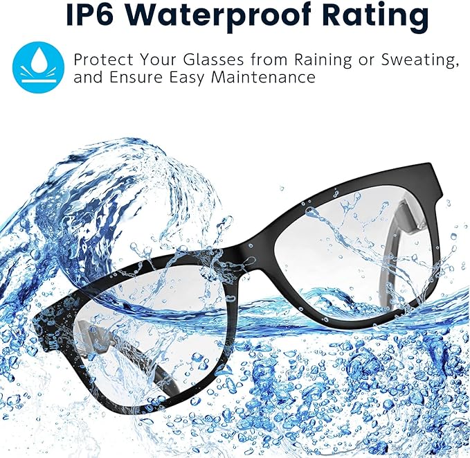 Smart Bone Conduction Glasses Bluetooth with Open-Ear Headphones, Photochromic Blue Light Blocking Lenses, IPX6 Waterproof, Hands-Free Calls/Music, Ideal Gifts for Dad/Men-Upgraded