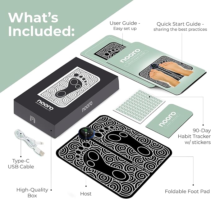 nooro Portable Foot Massager - Soothing Comfort & Revitalization for Tired Feet, 15 Minute Massage with 6 Settings, Pulse Sensation with Deep Tissue Results