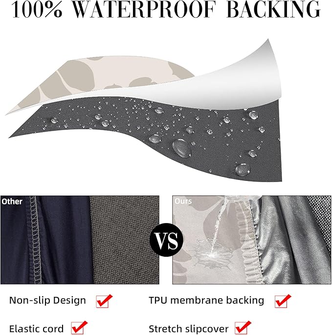 8Pcs Stretch Patio Cushion Covers Outdoor Cushion Cover, Jacquard Stretch Cushion Covers, Cover Replacement, Outdoor Sofa Covers, Washable Furniture Couch Cushion Cover (Wild Gardenia)