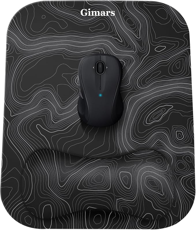 Gimars Large Smooth Superfine Fibre Memory Foam Ergonomic Mouse Pad Wrist Rest Support Mousepad with Nonslip Base for Laptop, Computer, Gaming & Office,Free Coaster Include-Topographic Map
