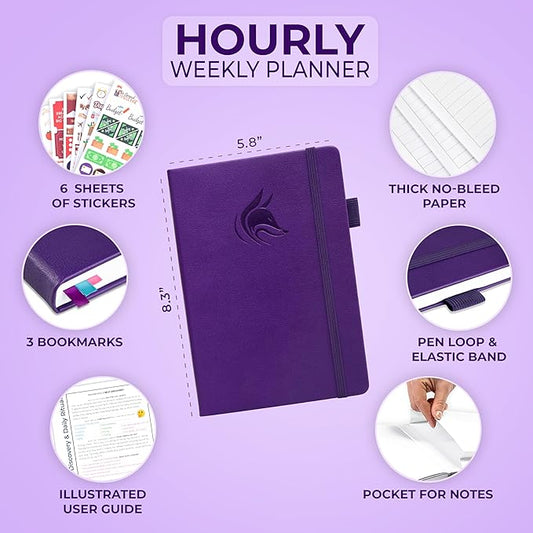 Clever Fox Planner Schedule – Undated Weekly & Monthly Life Planner with Time Slots, Appointment Book & Daily Organizer, A5 (Purple)