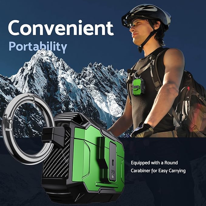 DASFOND Armor Earphone Cover Case for Airpods Pro 2, Military Grade Full Body Shockproof Protection Hard Case, Support Wireless Charging with Keychain, Magnetic Lid, Front LED Visible, Green