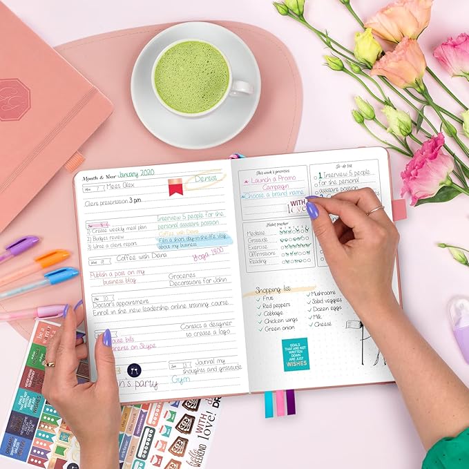 GoGirl Planner and Organizer for Women – A5 Size Weekly Planner, Goals Journal & Agenda to Improve Time Management, Productivity & Live Happier. Undated – Start Anytime, Lasts 1 Year – Peach Pink