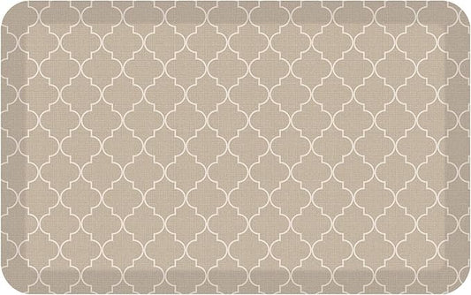 GelPro Anti-Fatigue Designer Comfort Kitchen Floor Mat, 20x32, Trellis Khaki Stain Resistant Surface with 3/4” Thick Ergo-Foam Core for Health and Wellness