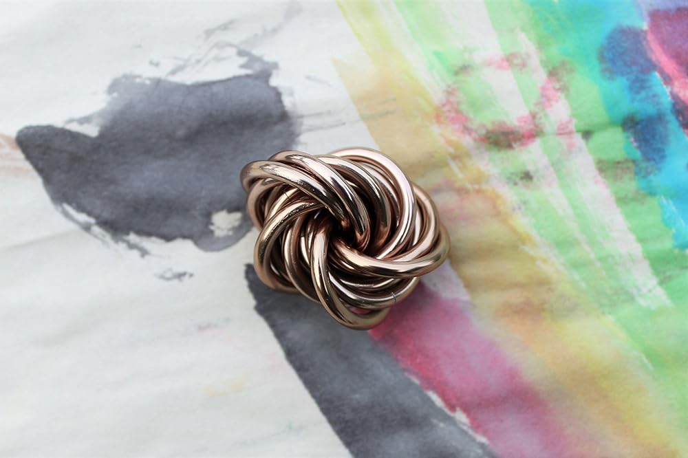 Möbii Fidget Ball (Solid Color): Quiet Mobius ADHD Anxiety Stim Stress Relief Toy Tool for Home Travel Office or Desk (Small, Full, Champagne)