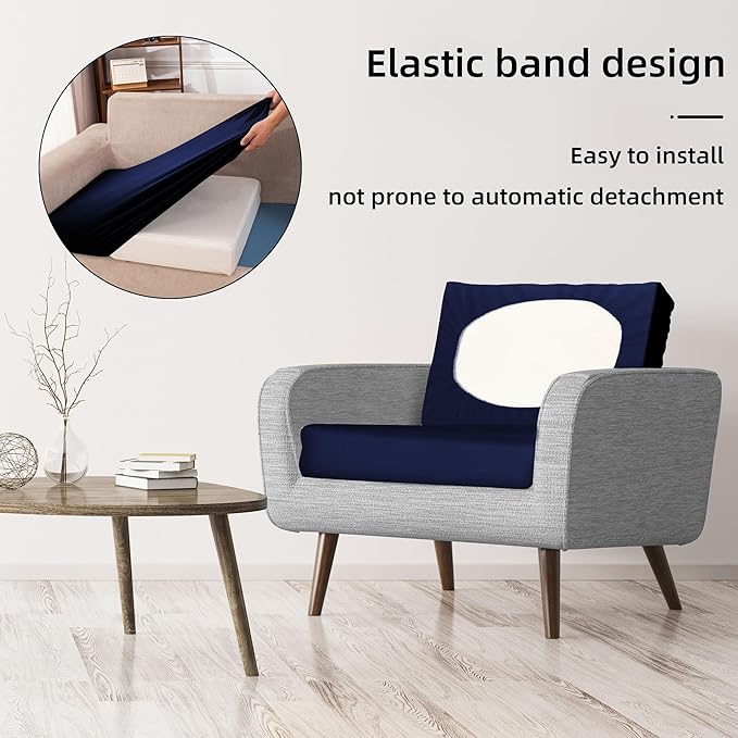 8Pcs Stretch Patio Cushion Covers,Outdoor Couch Covers Replacement,Outdoor Couch & Sofa Slipcovers,for Patio Furniture Cushion Covers,Washable Reusable urniture Protector (Navy Blue,Cover Only)