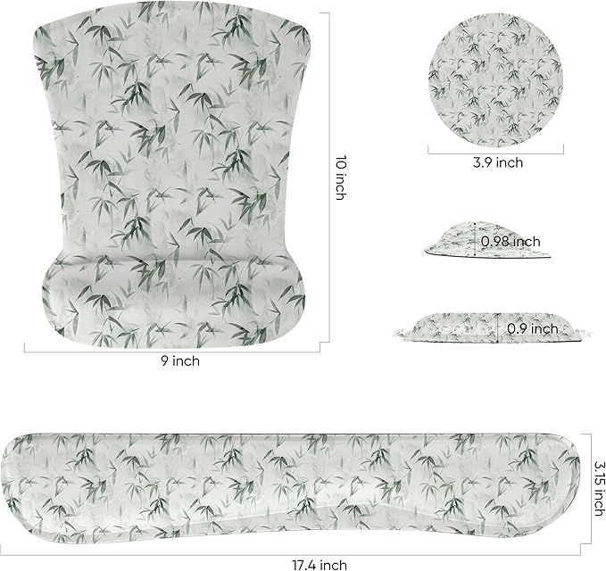 RICHEN Mouse Pad and Keyboard Wrist Rest, 3-in-1 Computer Mousepad and Coaster Set, Non-Slip Keyboard Wrist Rest and Mouse Pad Set Ergonomic Design (FKMWR-56)