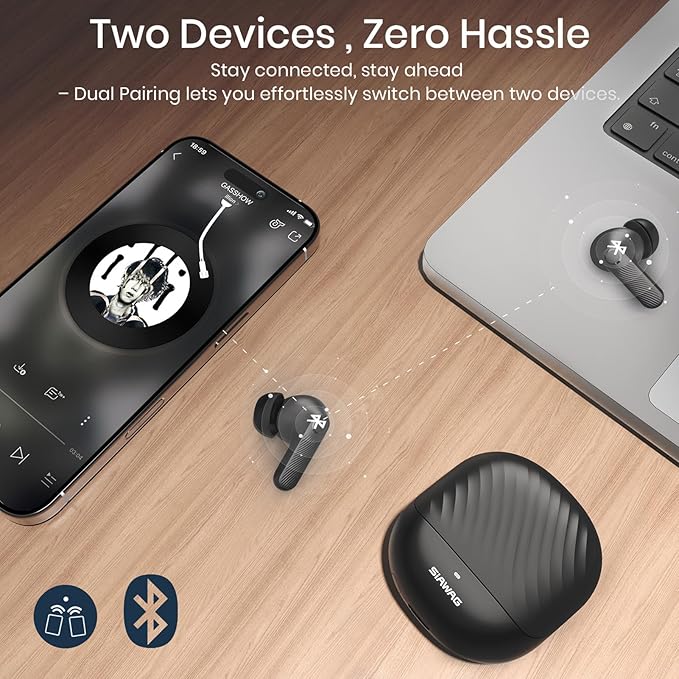 Wireless Earbuds 5.4 Bluetooth Headphones 100H Bluetooth Earbuds Active Noise Cancelling Earphones in-Ear Earbud with 4 ENC Noise Cancelling Mic IP5 Waterproof Earphones for Android iOS