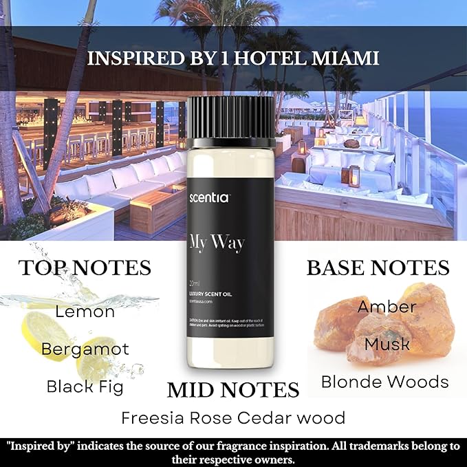 Hotel Diffuser Oil | Aromatherapy Fragrances Inspired by 5-Star Hotels | Luxurious Scents Gift Set - 3 x 20ml Bottles Set - The 1 Hotel Miami, W Hotel, The Ritz Carlton