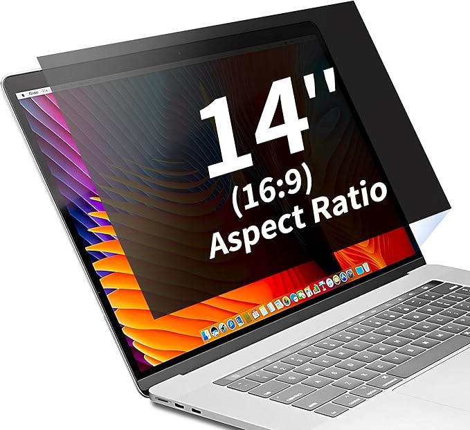 Seorsok 14 Inch 16:9 360°Laptop Privacy Screen Protector,Anti Peeping and Anti Blue Light Laptop Privacy Shield Compatible with 14" HP/Acer/Lenovo/Dell Laptops,Reduce Eye Strain & Eye Protection