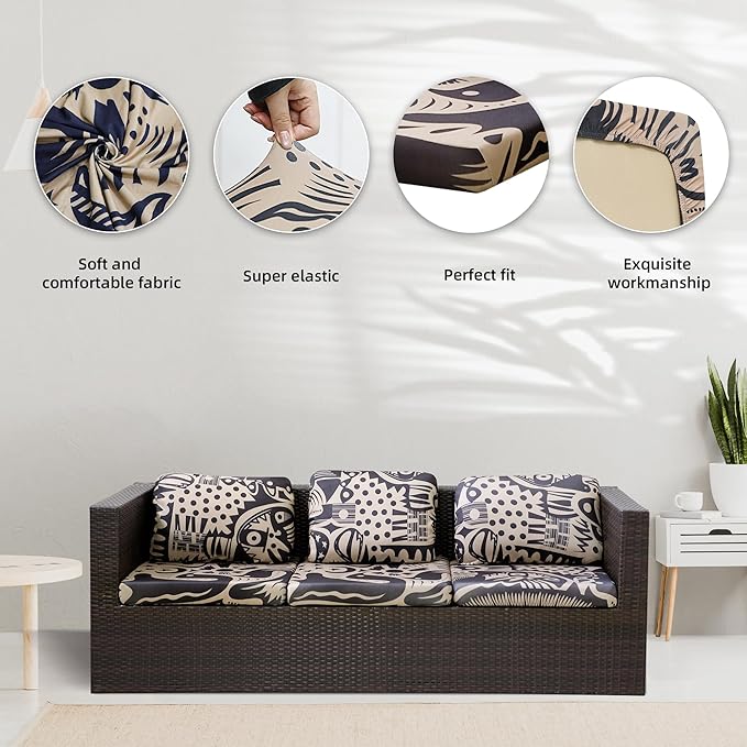 8Pcs Stretch Patio Cushion Covers,for Outdoor Couch Cushion Covers Replacement,Outdoor Sofa Covers Patio Slipcovers Couch Cover,Washable Furniture Cover (Pigeon2, Cover Only)