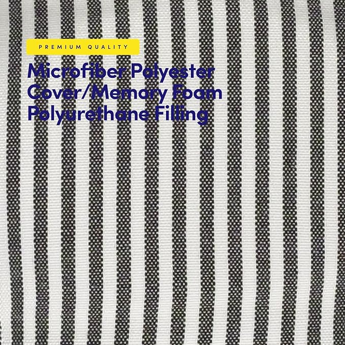 Sweet Home Collection Chair Cushion Memory Foam Pads Tufted Slip Non Skid Rubber Back U-Shaped 17" x 16" Seat Cover, Pinstripe Charcoal 4 Count