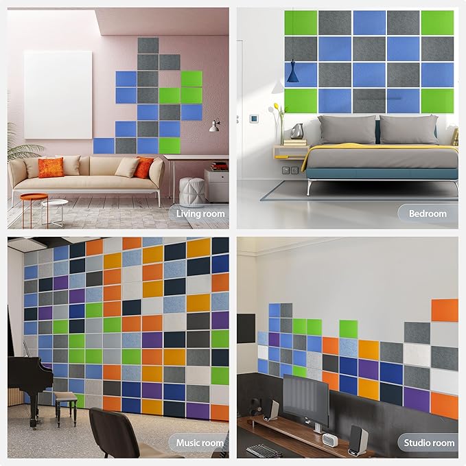 12 Pack Acoustic Panels Self Adhesive Sound Proof Foam, High Density Sound Acoustic Panel, 16X12X0.4 Inch 4:3 Rectangle Panels in Home, Office, Reccording Room, Studio, more(Fruit Green)