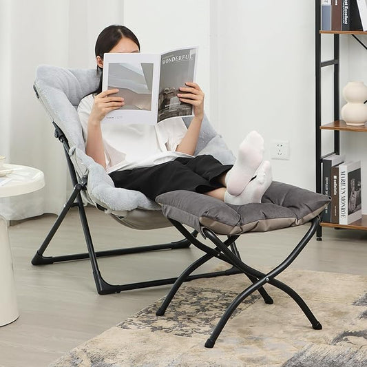 15"(H) Folding Ottoman, Foldable Footrest Stool, Portable Small Foot Stool for Couch, Collapsible Foot Rest Ottoman for Sofa, Accent Padded Ottomans for Living Room, Bedroom, Dark Coffee