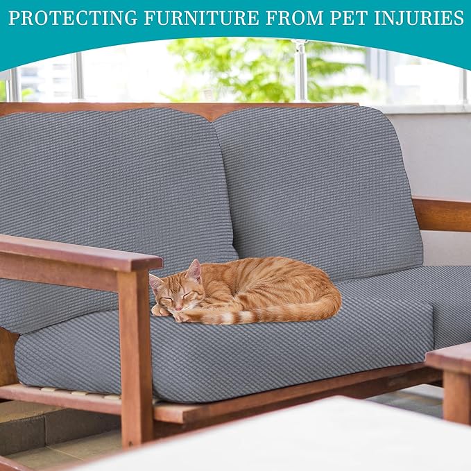 12Pcs Stretch Patio Cushion Covers,Outdoor Couch Covers Replacement,Outdoor Couch & Sofa Slipcovers,for Patio Furniture Cushion Covers,Washable Reusable Furniture Protector (Grey,Cover Only)