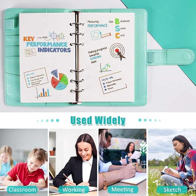 OMEYA A5 Refill Paper, 280 Pages A5 Loose Leaf Paper 6 Hole Notebook Refills for 6 Ring Refillable Binder Notebook Planner Diary Journals Painting Personal Organiser-Dotted Pages