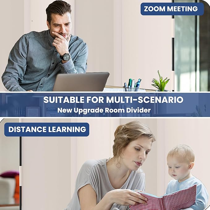 Room Divider, 4 Panel Upgraded Folding Privacy Screen, 88” Highly Secretive Separation with 3 Metal Feet, Partition Screen, Lightweight Freestanding Wall Divider Bedroom (White)