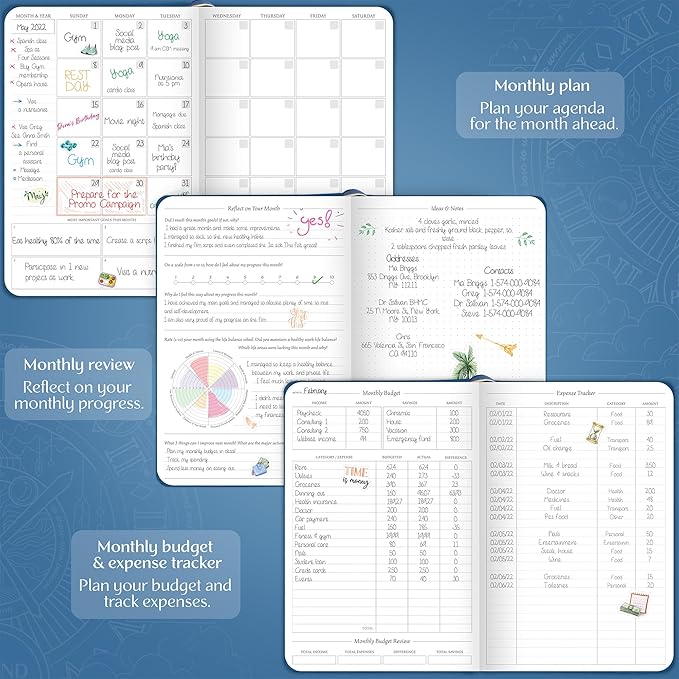 Legend Weekly Planner Premium – Undated Weekly, Monthly & Budget Planner – Life Organizer for Time Management & Productivity, A5 (Mystic Blue, New Cover)