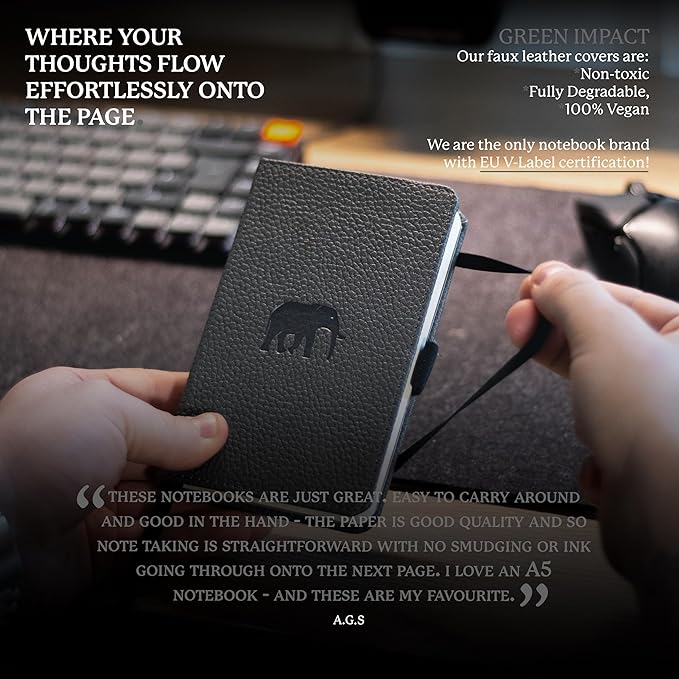 Dingbats* - Wildlife A6 Grid Pocket Notebook - PU Leather Hardcover Small Journal for Work, Travel - Pocket, Elastic Closure, Pen Holder, Bookmark