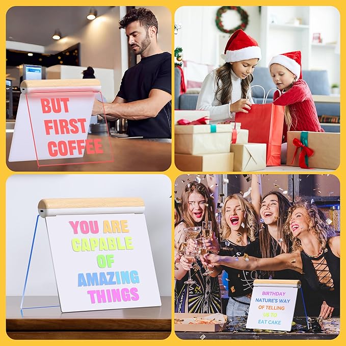 Led Note Board with Colors, Dual-Sided Acrylic Message Board Led Drawing Writing Board for Kids, 7.9 Inch X 6.3 Inch Magical Light Board, Touch Control for Office/Home/School Kitchen/Gift