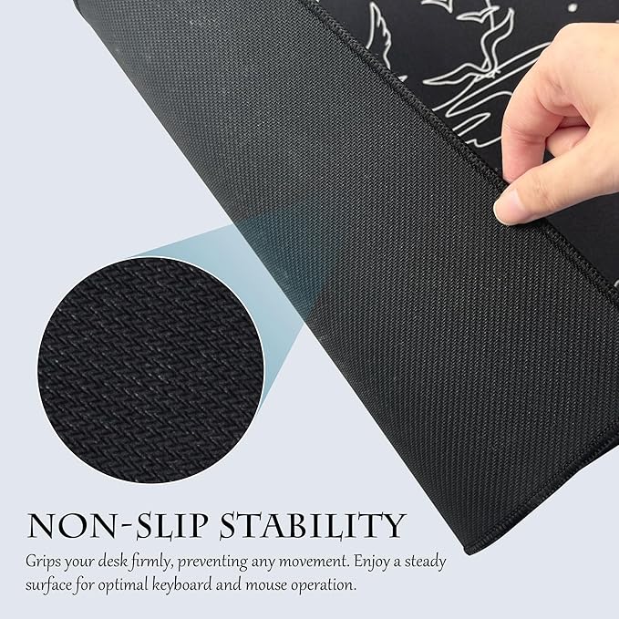 ALOANES Waterproof Mouse Pad, XL Gaming Keyboard Pad with Anti-Slip Base, Grain Jacquard Surface, Extend Desk pad for Gamer, Office & Home, Sea Wave Mousepad 31.5''x 11.8''x 0.12''