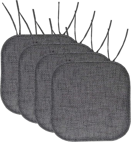 Chair Cushion Memory Foam Pads with Ties Honeycomb Pattern Slip Non Skid Rubber Back Rounded Square 16" x 16" Seat Cover